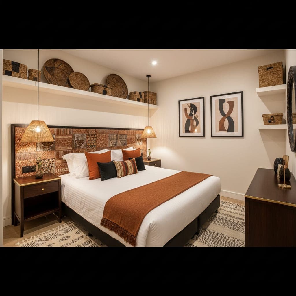 Chambre à la décoration d'inspiration africaine