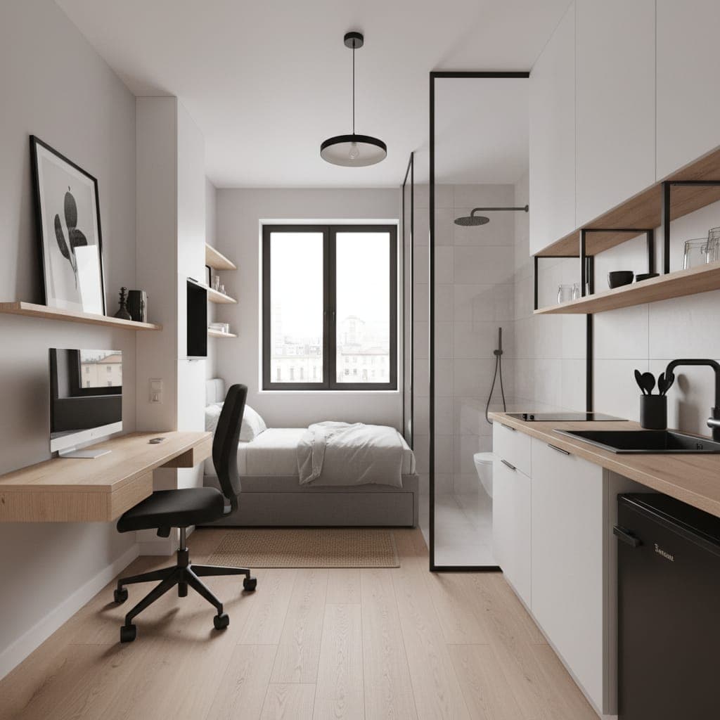 Studio fonctionnel avec kitchenette et salle d'eau